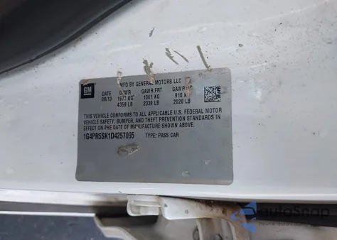 2013 Buick Verano Convenience Group z USA, uszkodzony, nr VIN 1G4PR5SK1D4257095